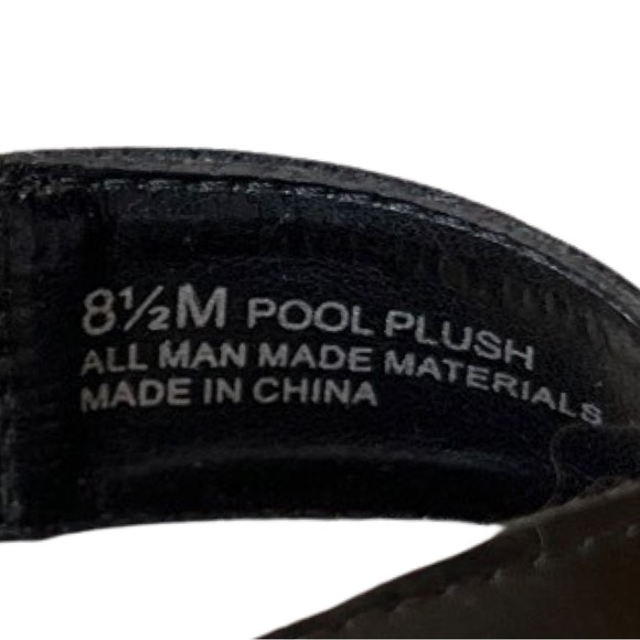 Black Wedge Cork Strap Heels Shoes - Picture 8 of 9